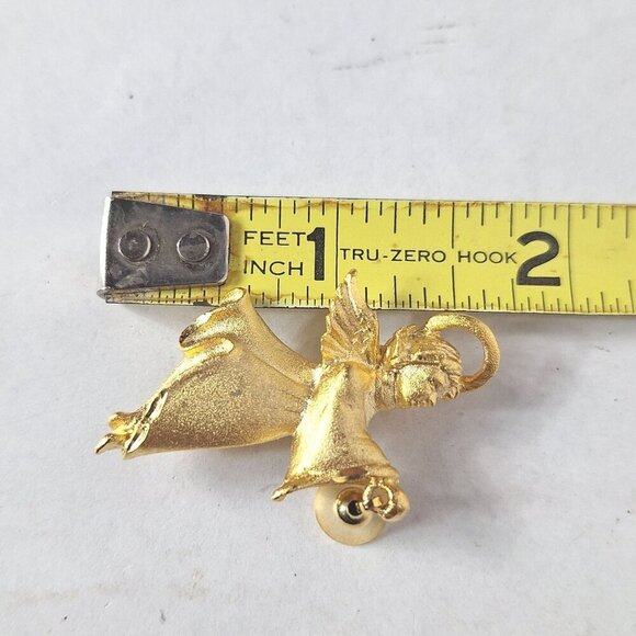 Vintage Robyn Rush Gold Tone Angel Bell Pin Brooch - Picture 3 of 3